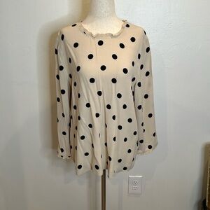 Kate Spade Cream and Black Polka Dot Blouse